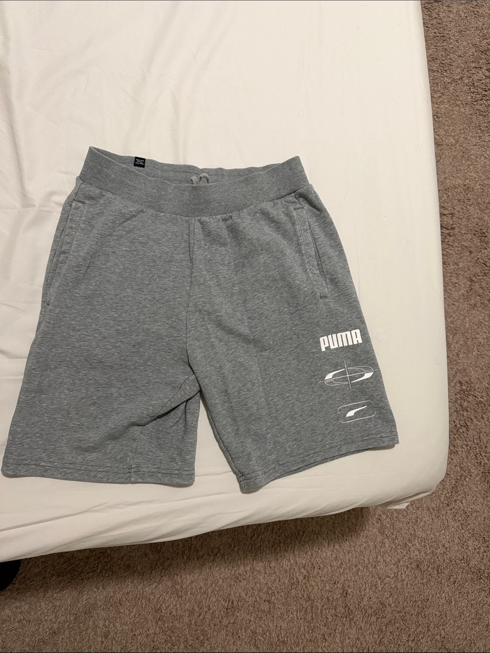 Puma Men's Heather Gray Logo Athletic Shorts